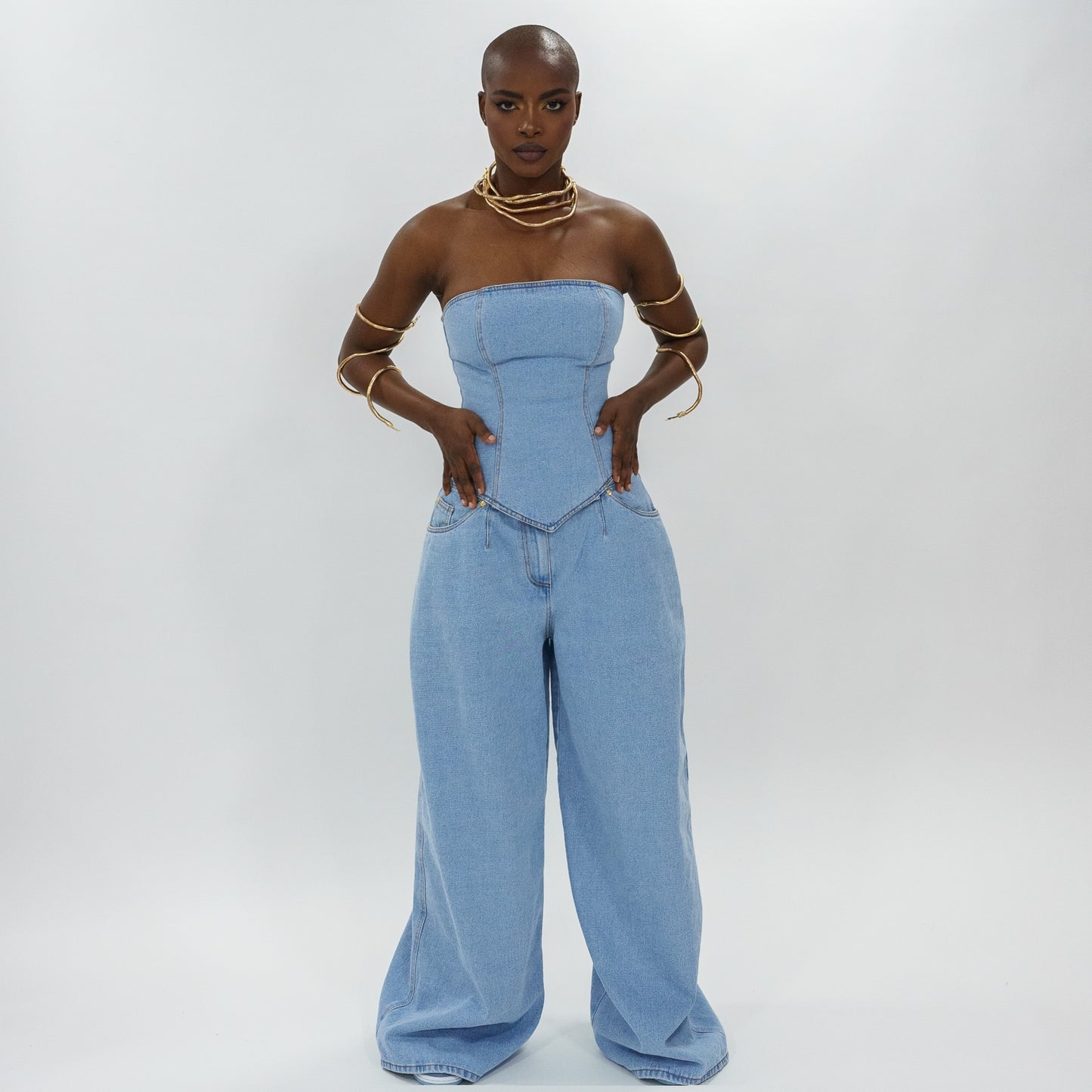Denim corset
