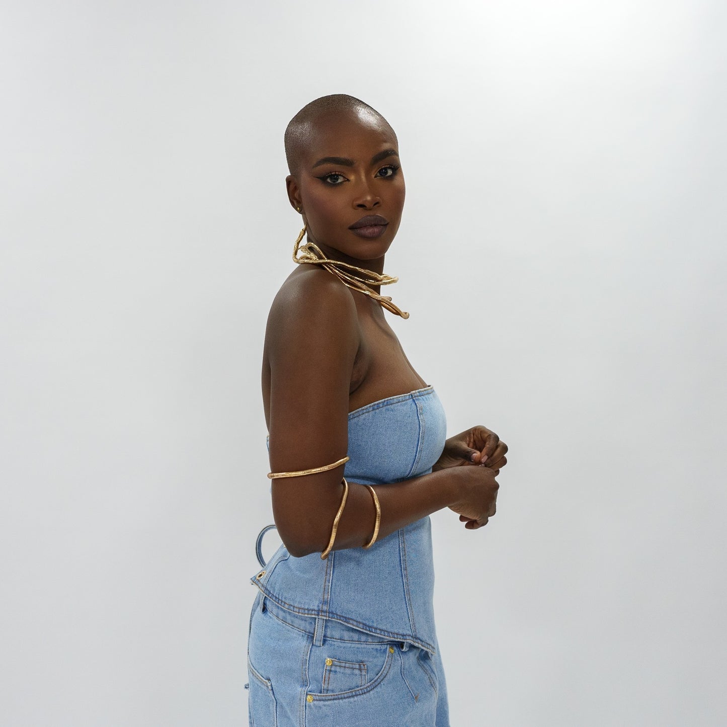 Denim corset