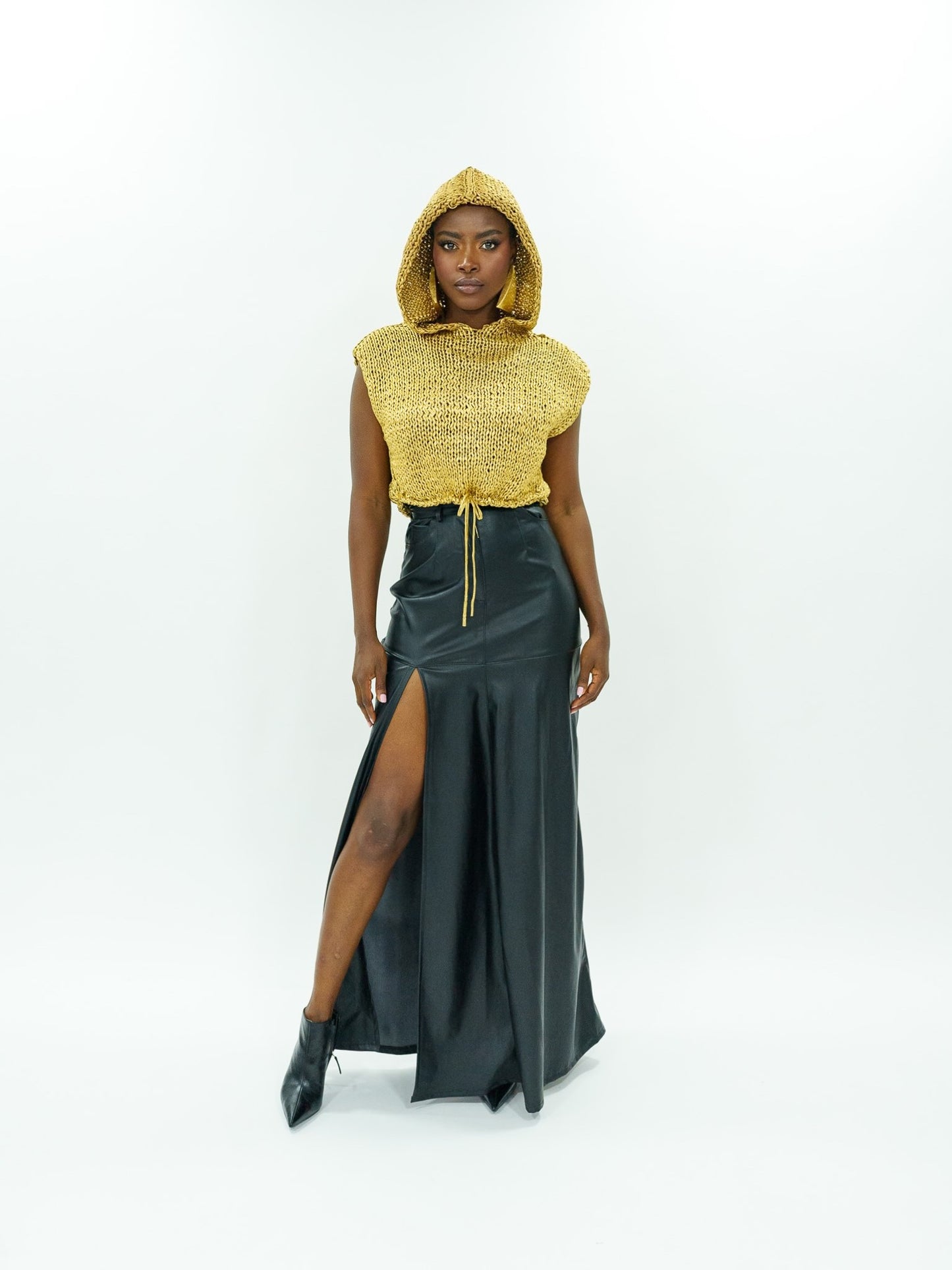 Vegan leather cowboy maxi skirt
