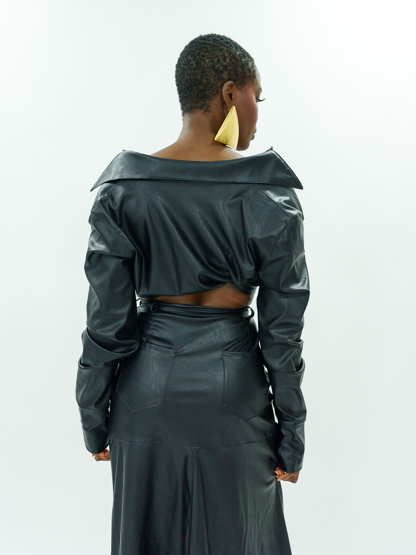 Vegan leather cowboy maxi skirt