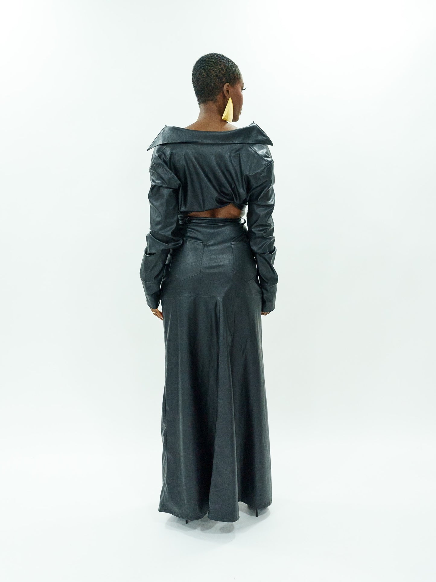 Vegan leather cowboy maxi skirt