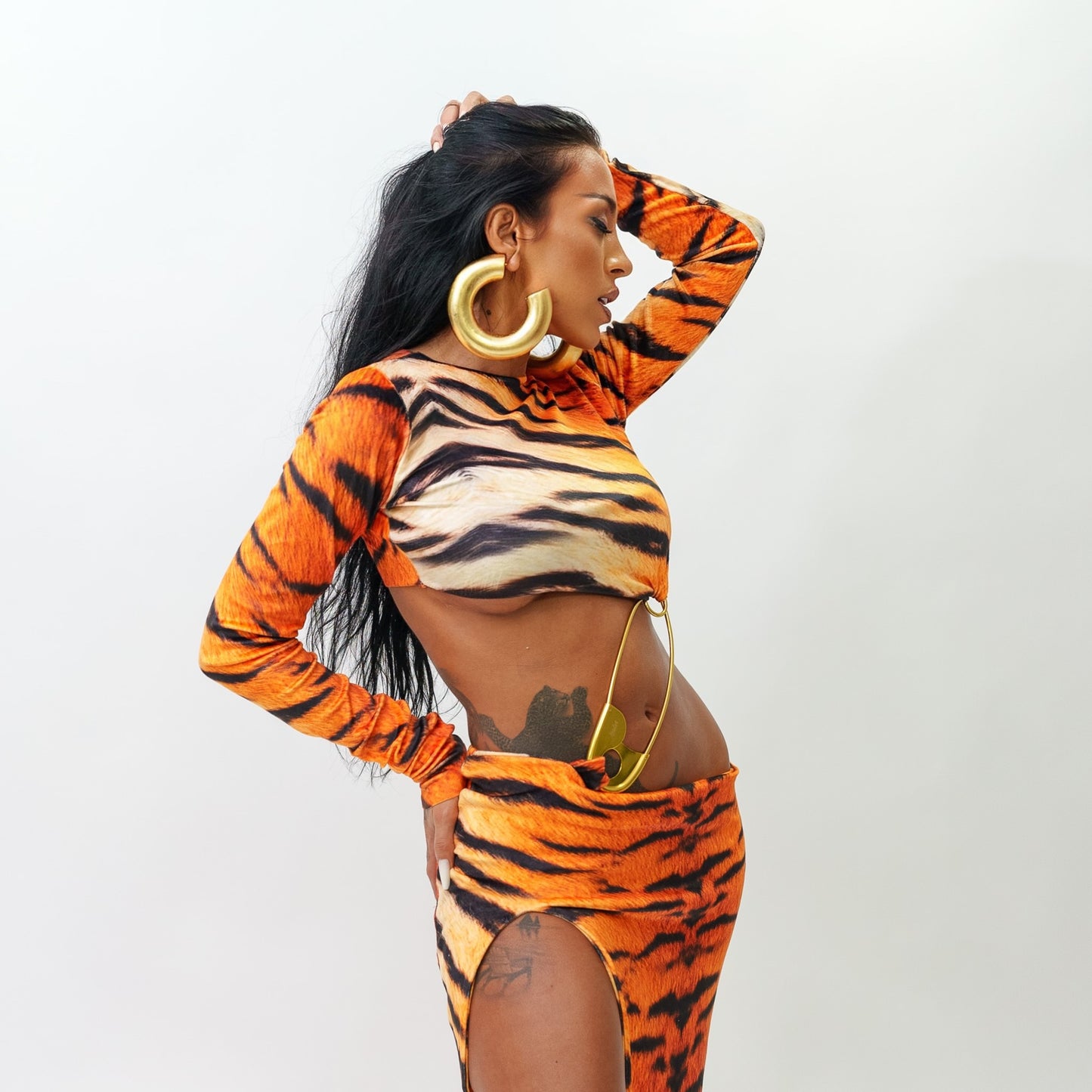 Tiger safety pin dress