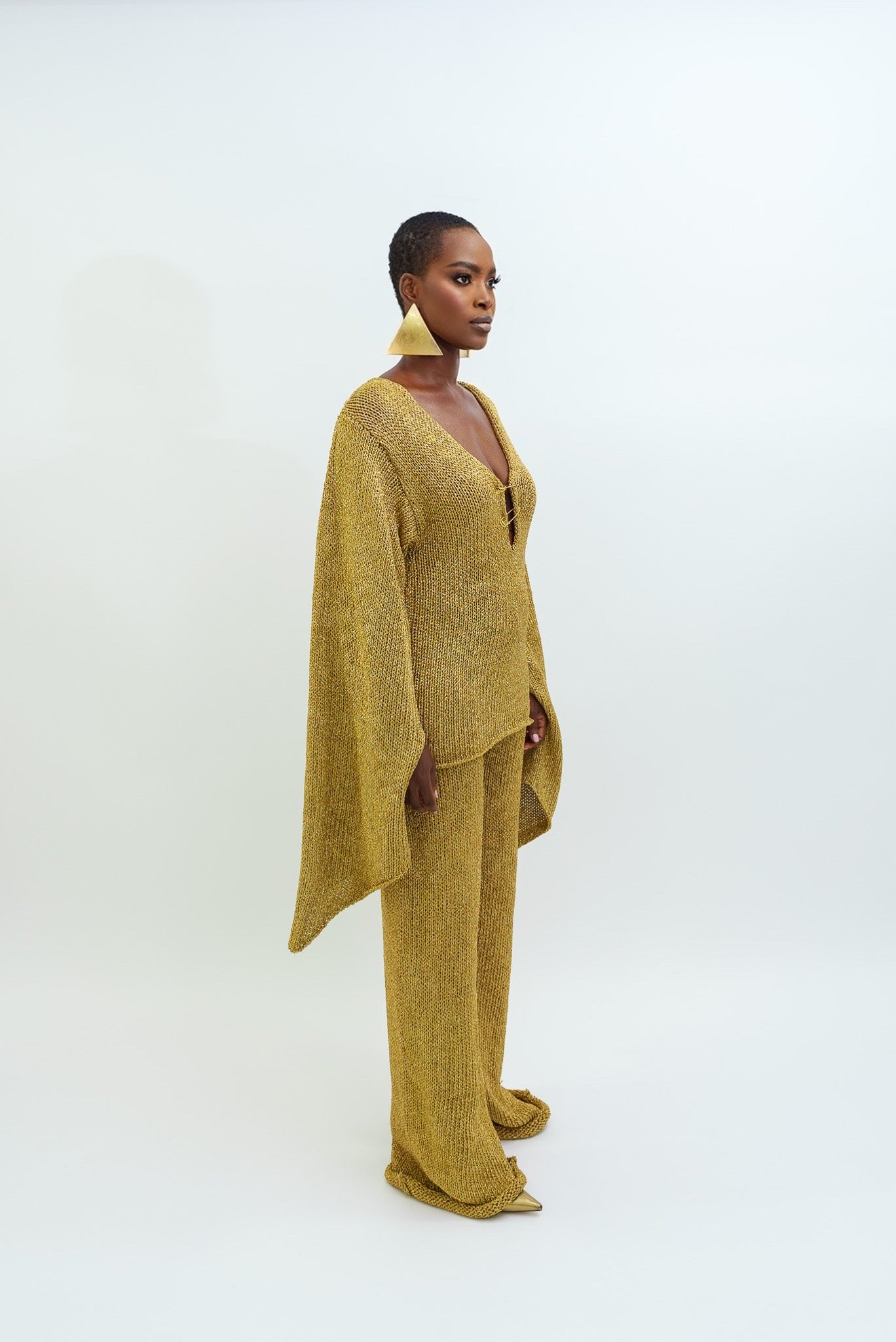 Lurex knitted oversized sleeves top