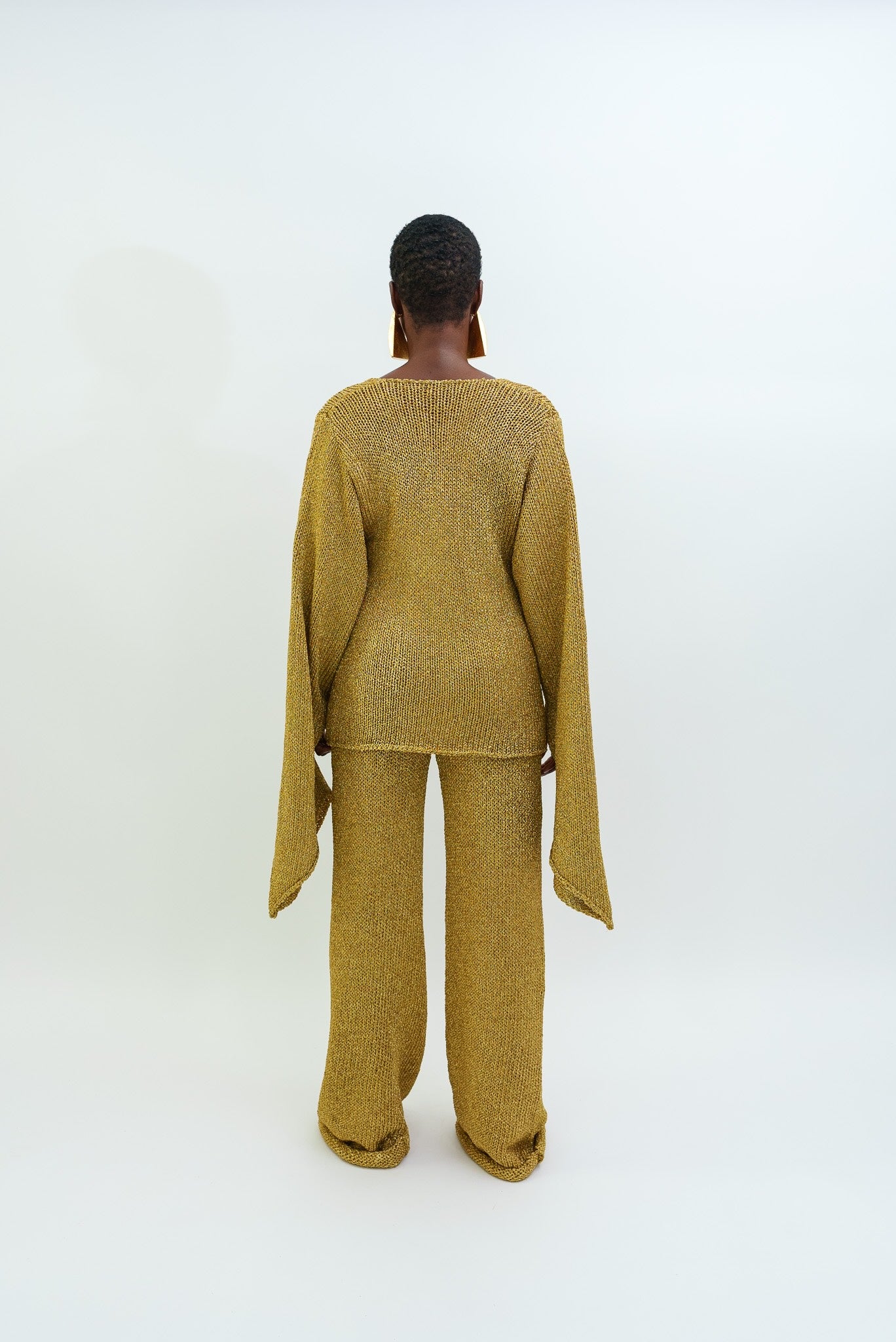 Lurex knitted oversized sleeves top