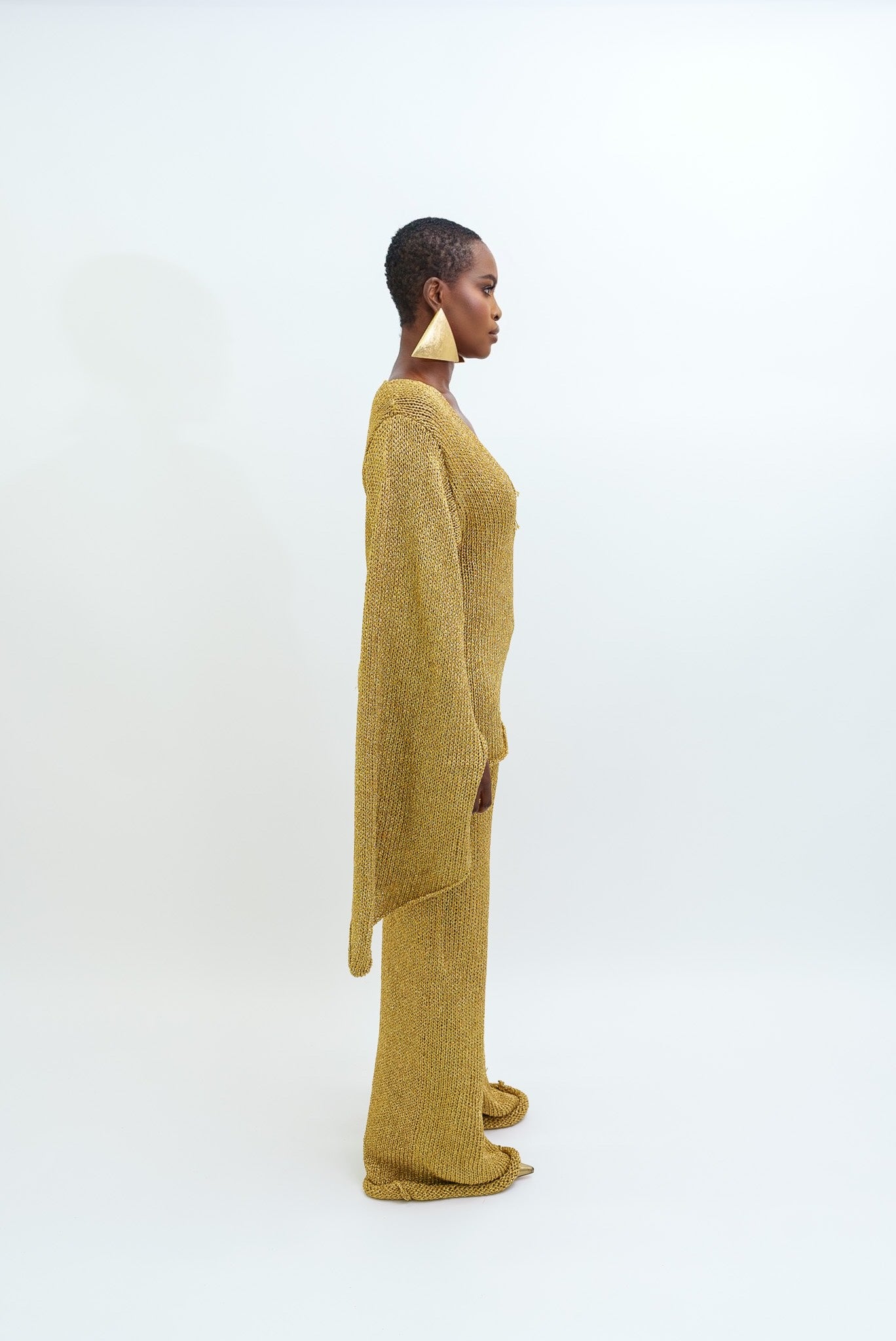 Lurex knitted oversized sleeves top