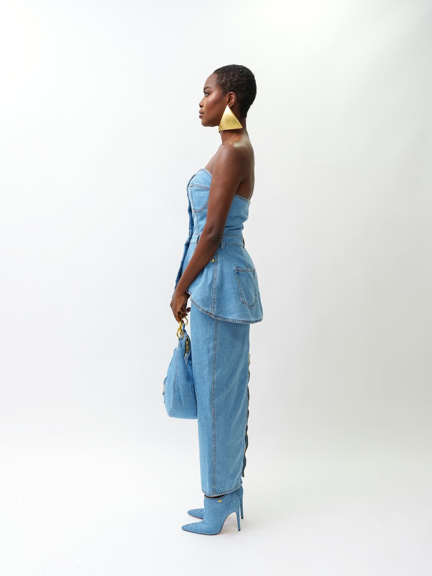 Denim corset top