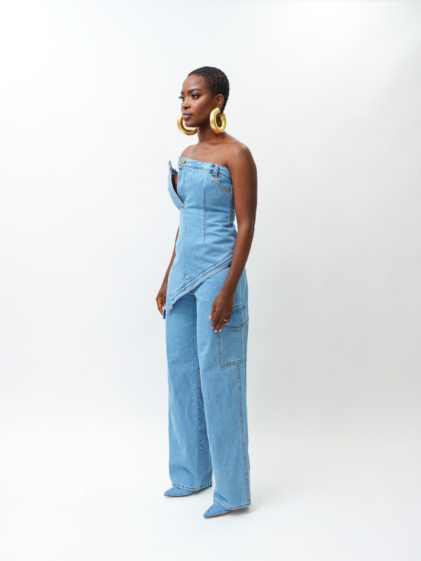 Denim belt top