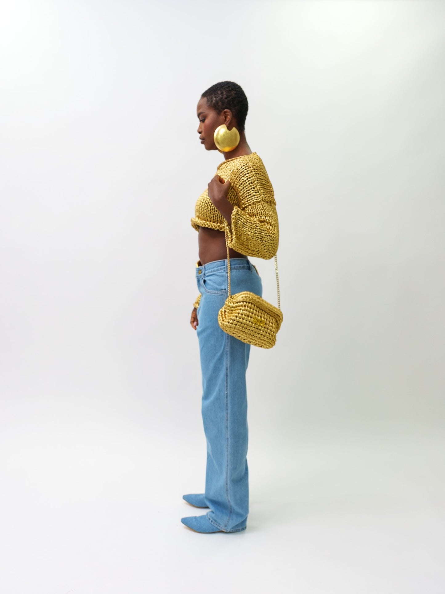 Denim safety pin pants
