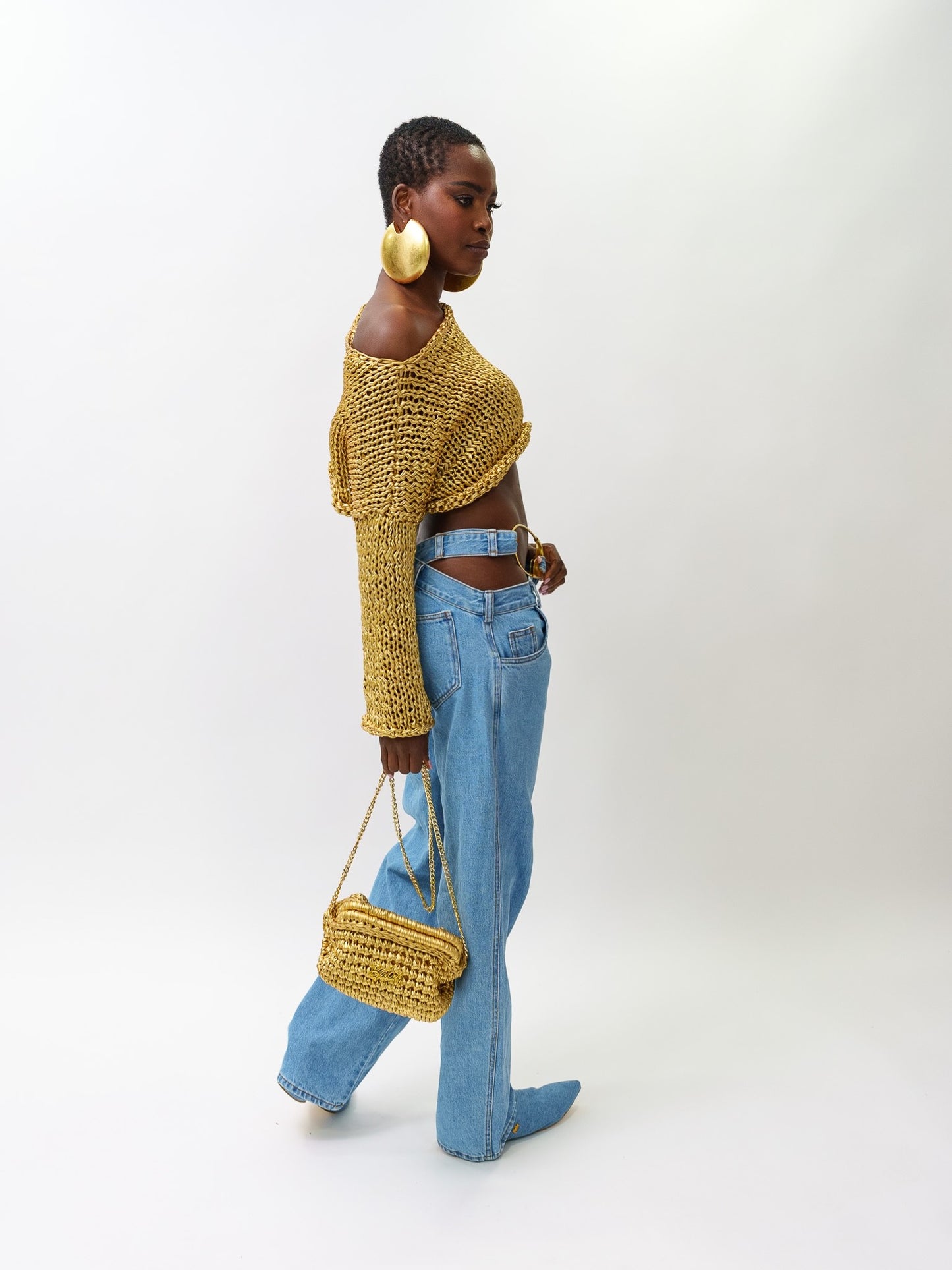 Denim safety pin pants