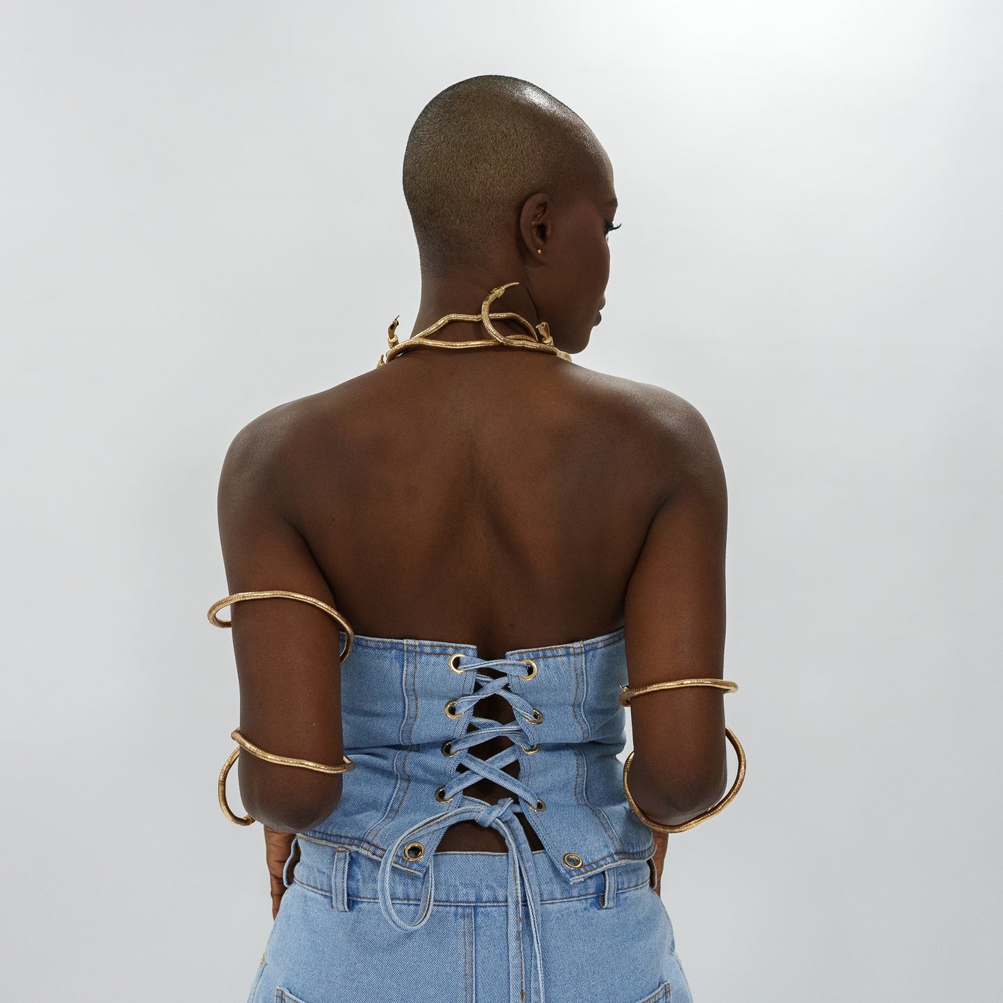 Denim corset