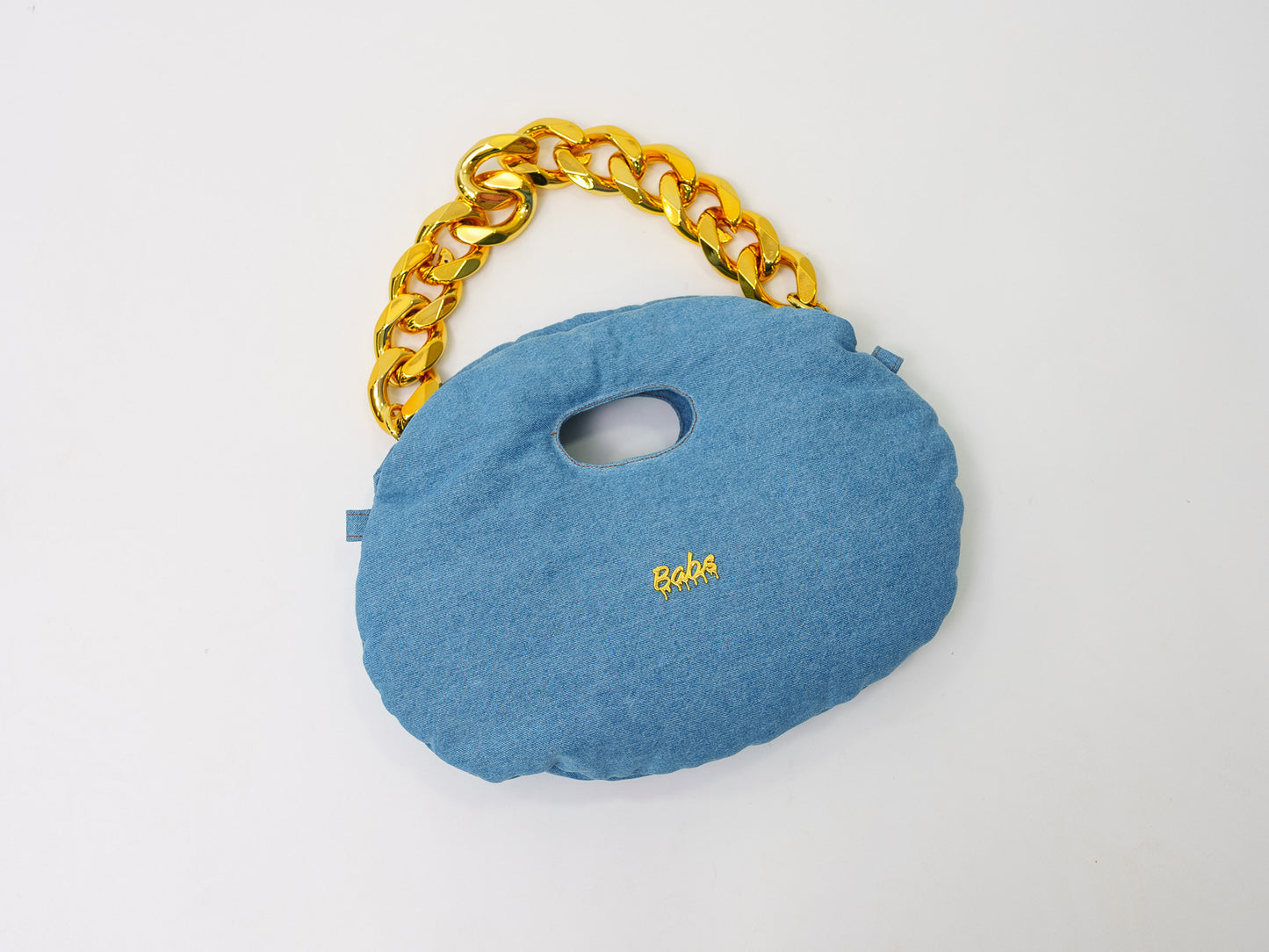 Oversized chain denim bag