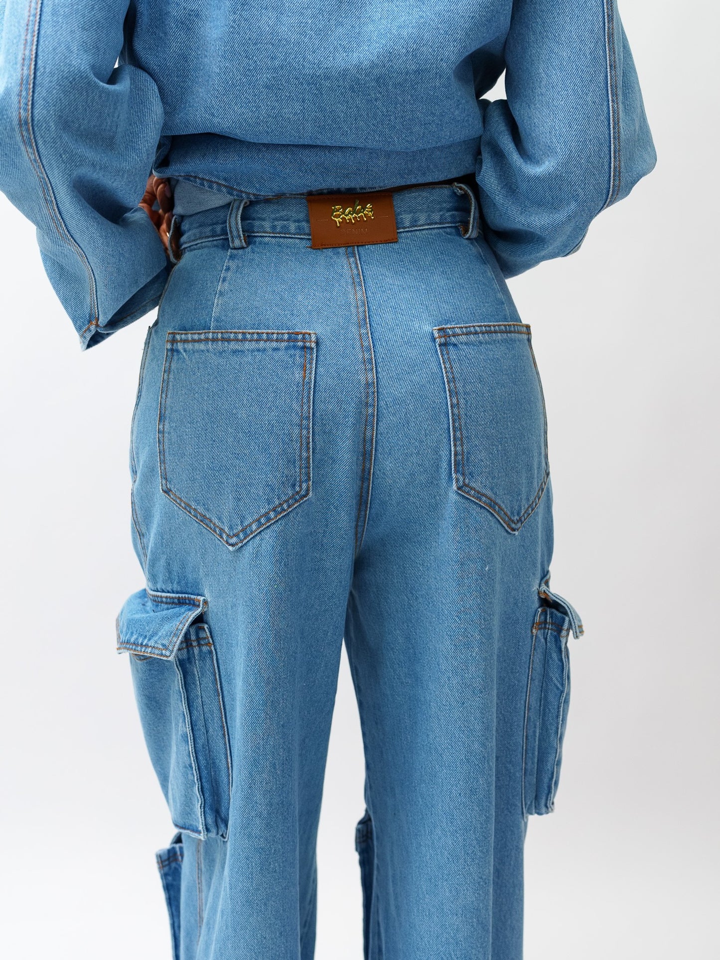 Cargo denim pants