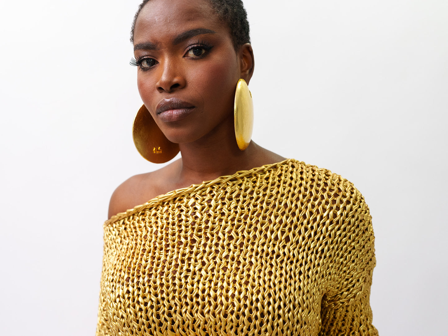 Metallic HAND MADE knitted crop top