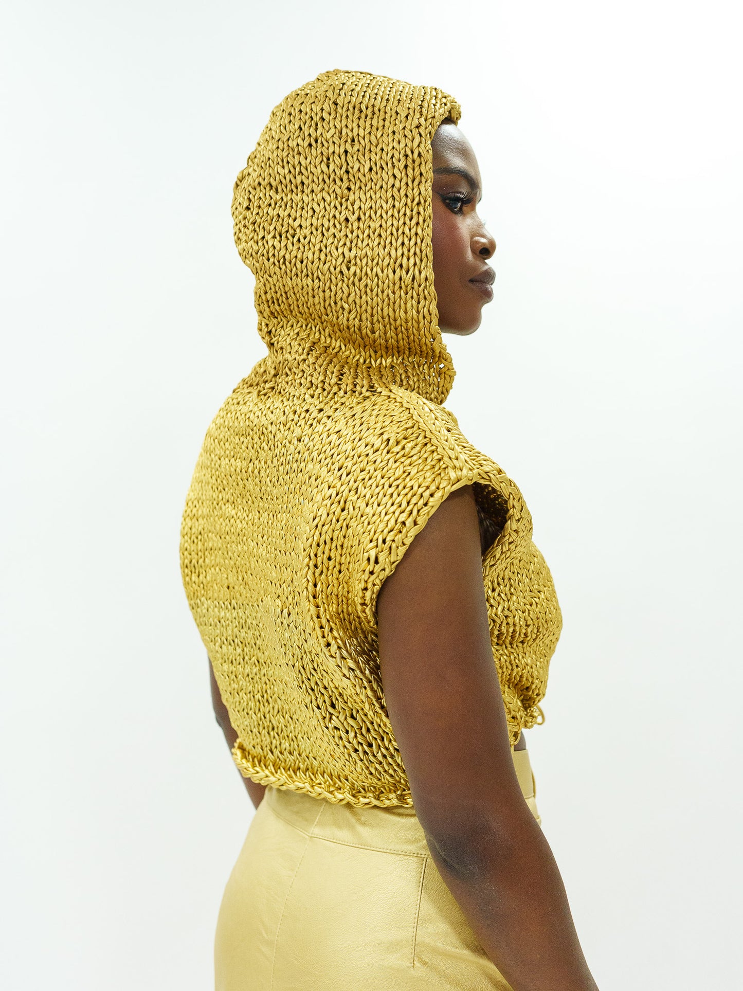 HAND MADE metallic knitted hoddie