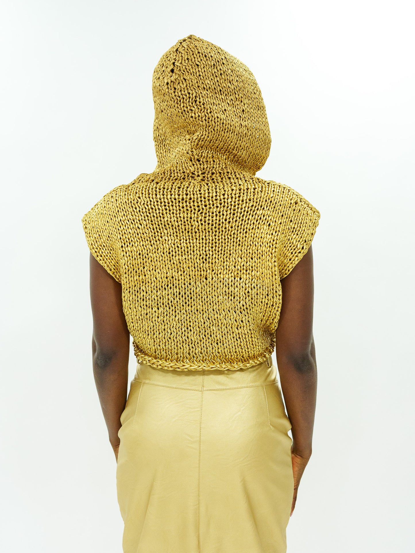 HAND MADE metallic knitted hoddie