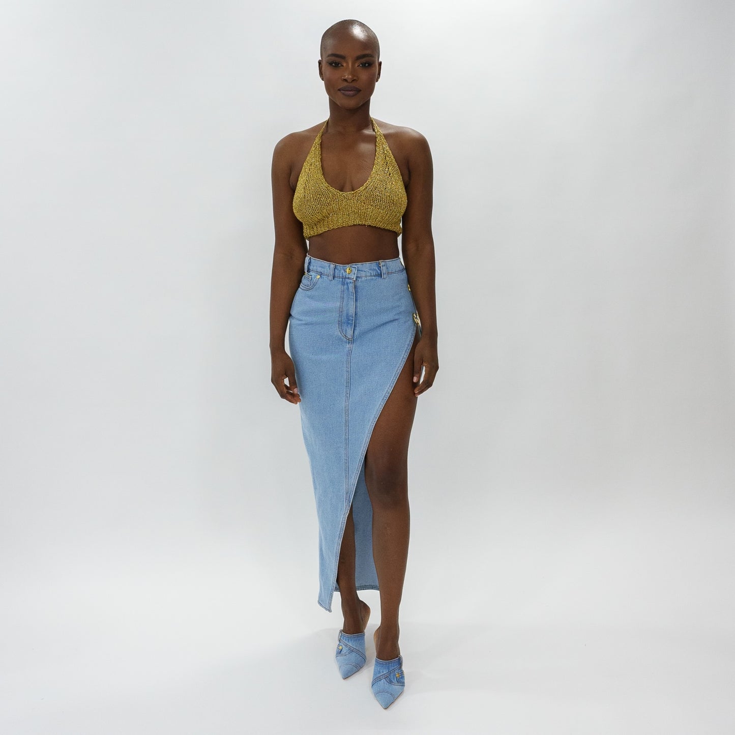 Asymetric denim skirt