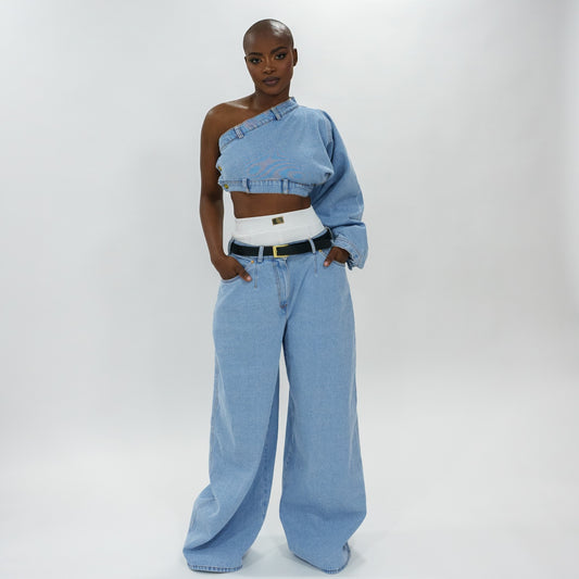 Low waist oversized denim pants