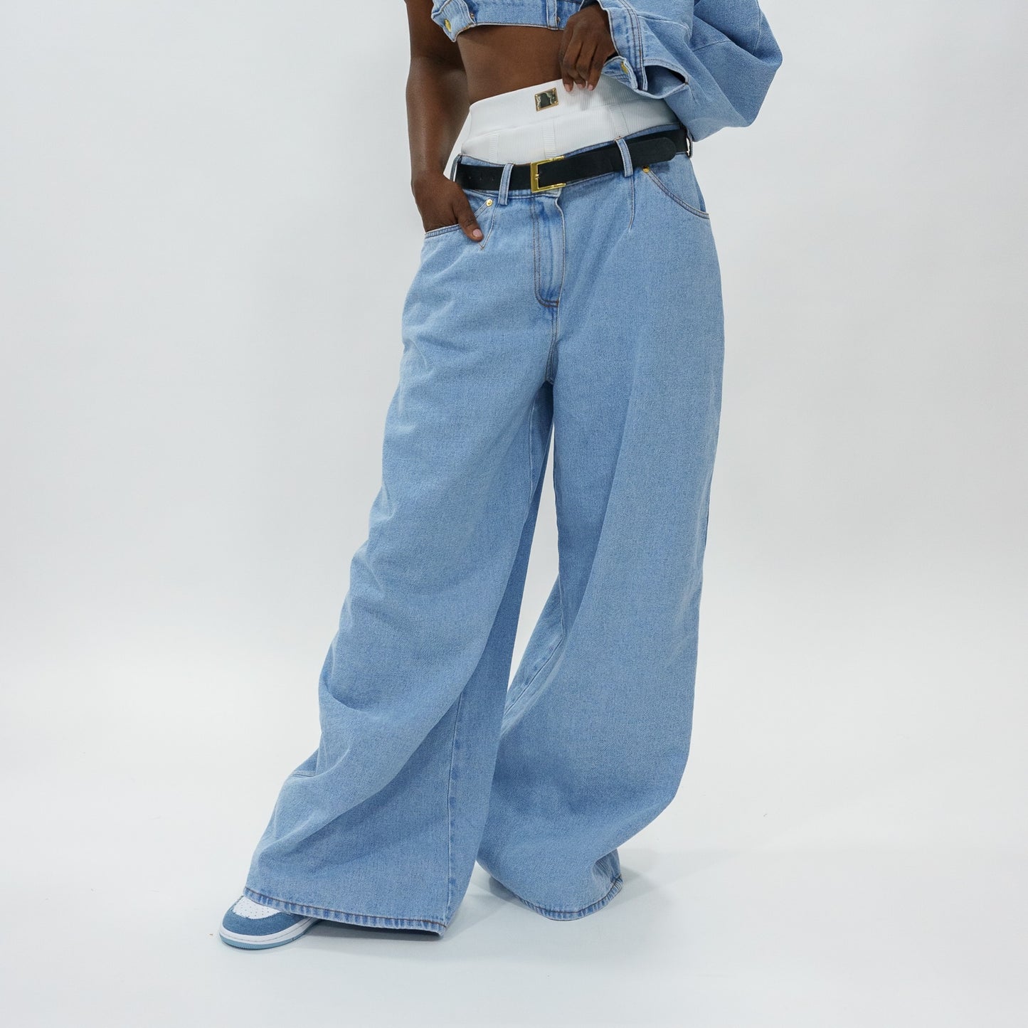 Low waist oversized denim pants