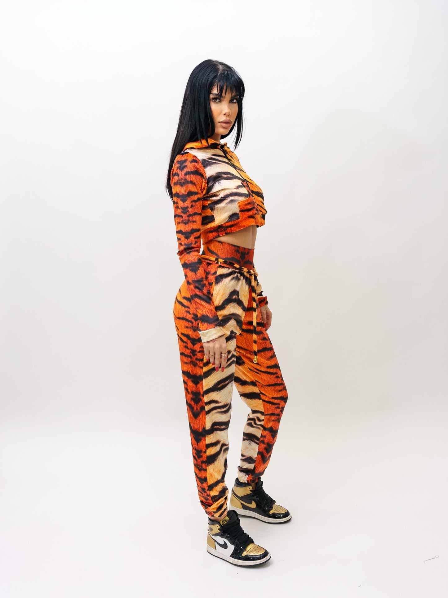 Velvet animal print tracksuit