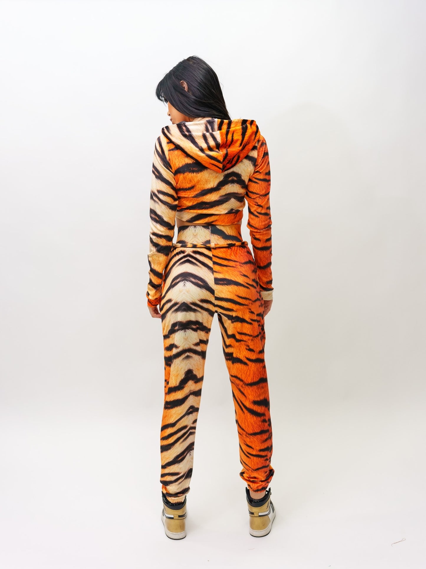 Velvet animal print tracksuit