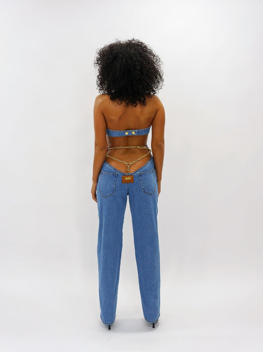 Chain thong denim