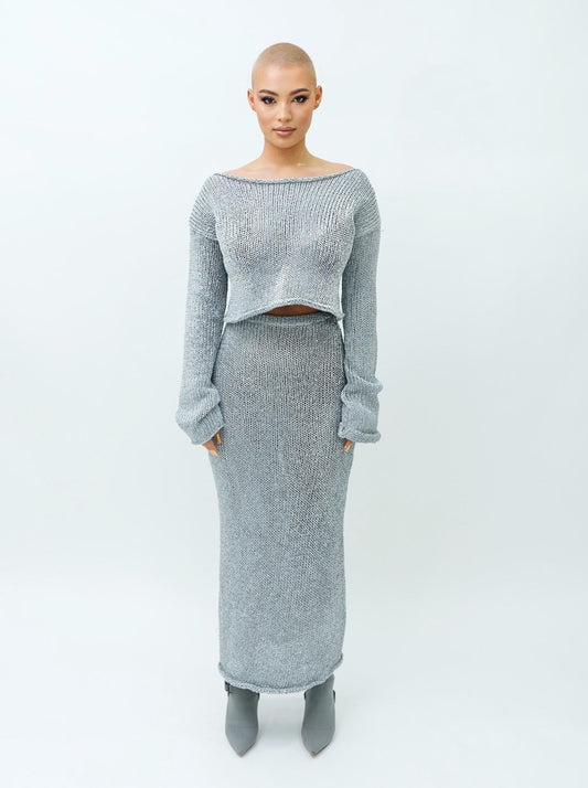 Lurex knitted skirt