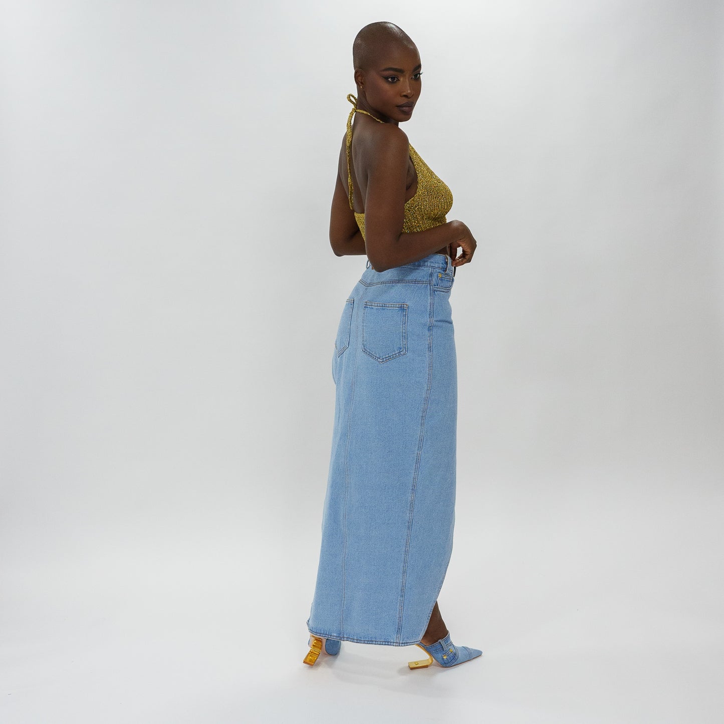 Asymetric denim skirt