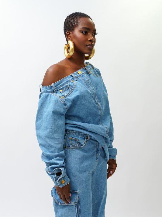 Off the shoulder denim top