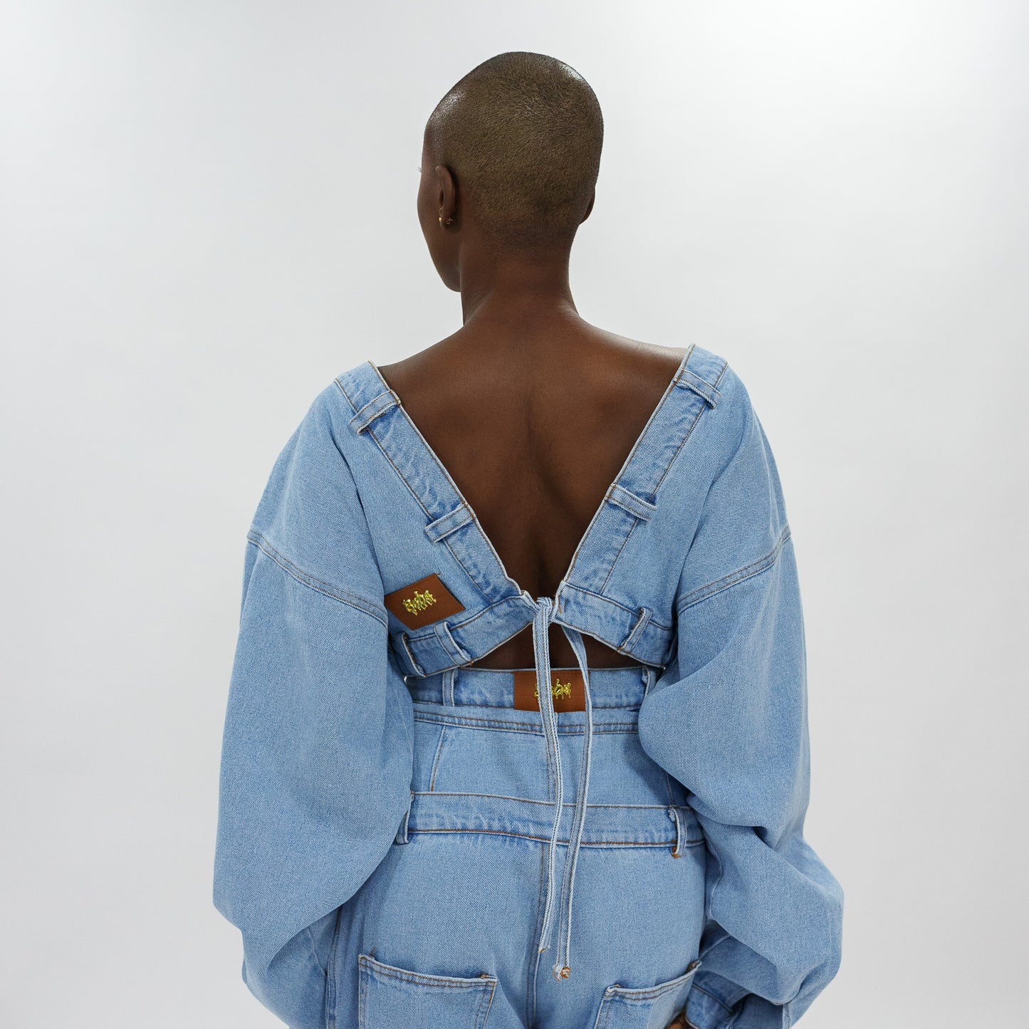 Oversized sleeves denim top